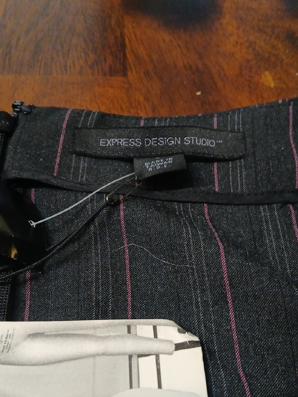 Express Black Skirt with Pink Pinstripes